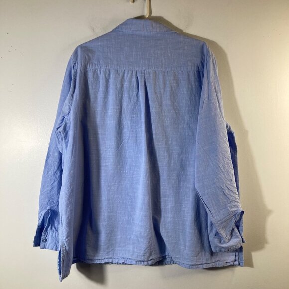 Womens Vintage Collections Etc Embroidered Button Shirt 2XL Blue White Red - Picture 2 of 9